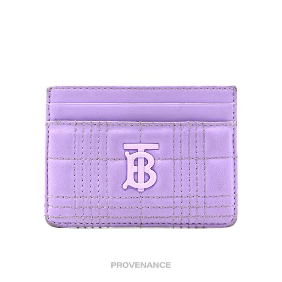 🔴 Burberry Card Holder Wallet - Lavender TB Monogram Check - Picture 1 of 6